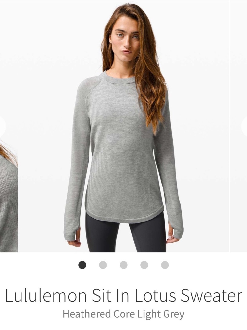 Lululemon Sit In Lotus Sweater - Heathered Light Grey. Merino. Size 10. $40